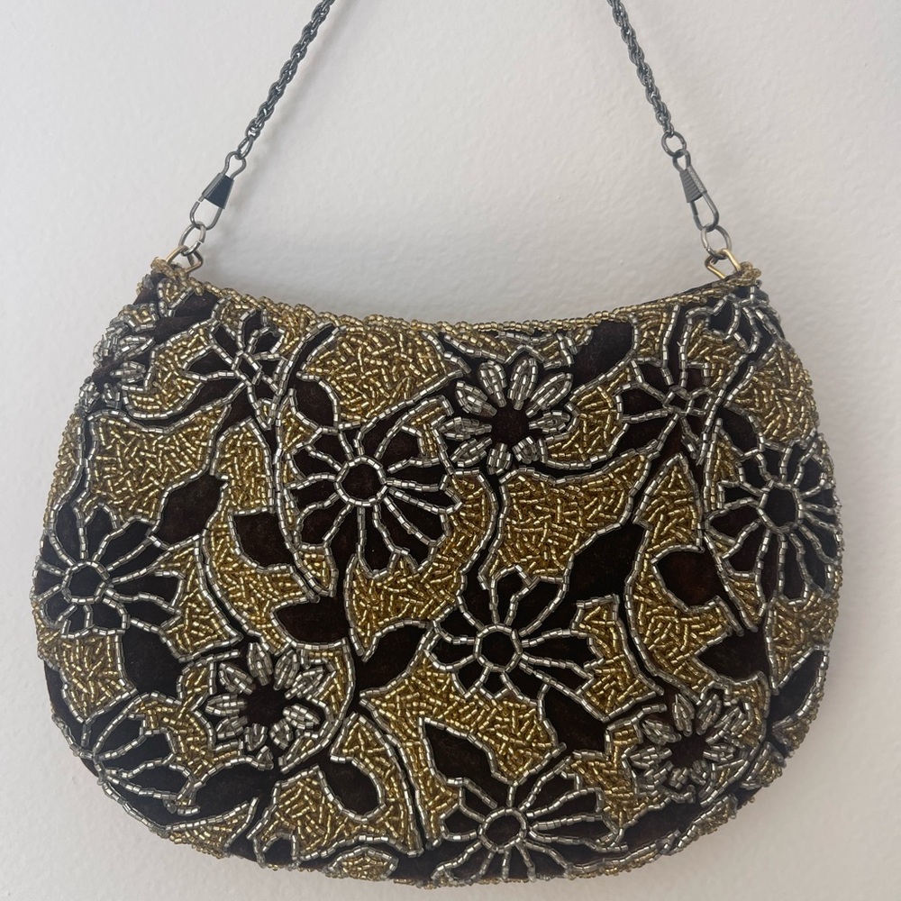 Vintage Velvet Beaded Evening Bag